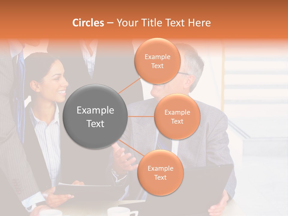 A Group Of Business People Standing Around A Laptop PowerPoint Template