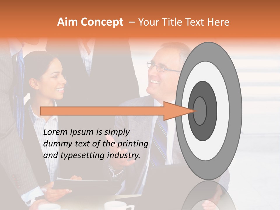 A Group Of Business People Standing Around A Laptop PowerPoint Template