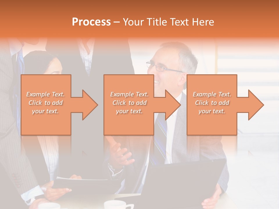 A Group Of Business People Standing Around A Laptop PowerPoint Template