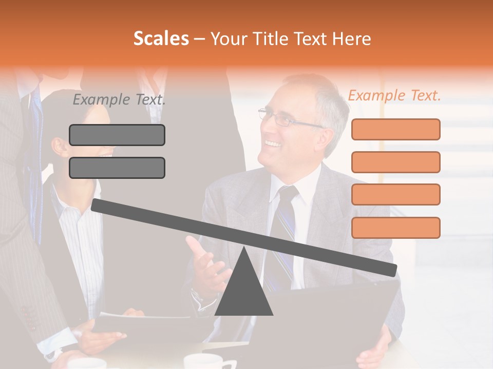 A Group Of Business People Standing Around A Laptop PowerPoint Template