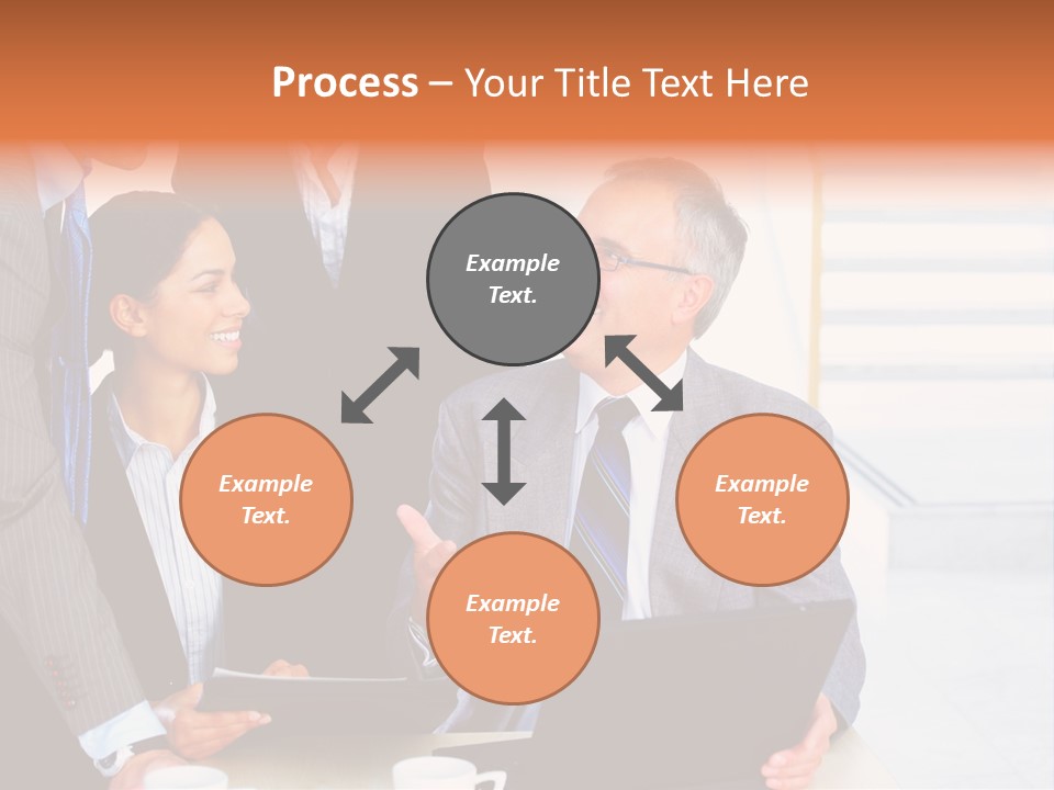 A Group Of Business People Standing Around A Laptop PowerPoint Template
