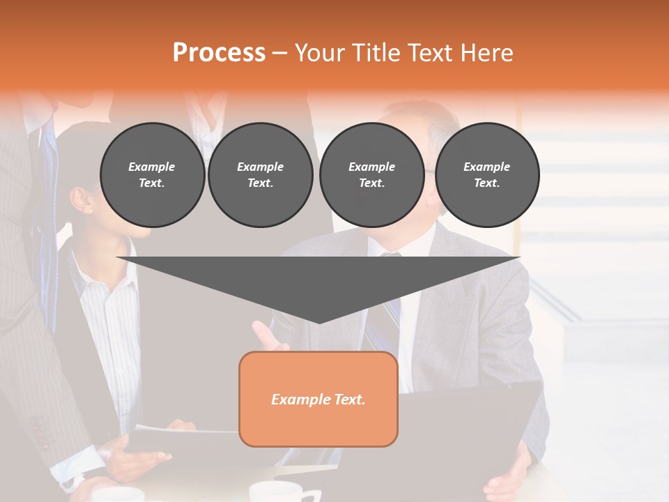 A Group Of Business People Standing Around A Laptop PowerPoint Template