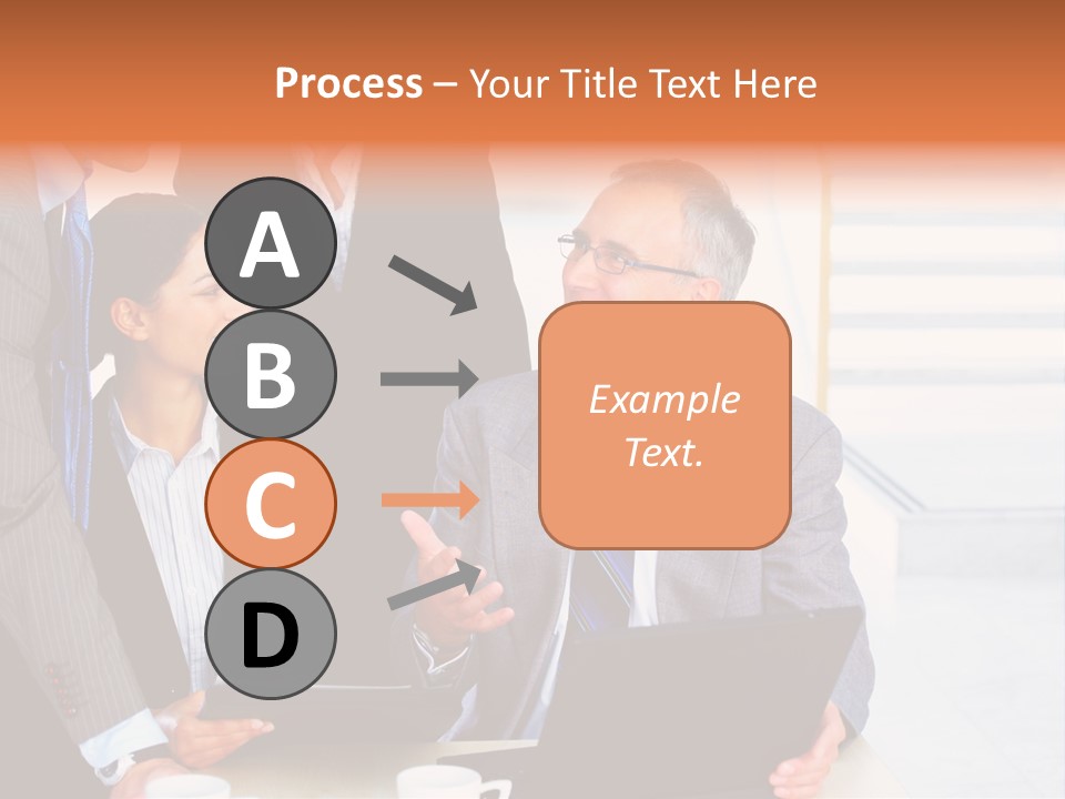 A Group Of Business People Standing Around A Laptop PowerPoint Template
