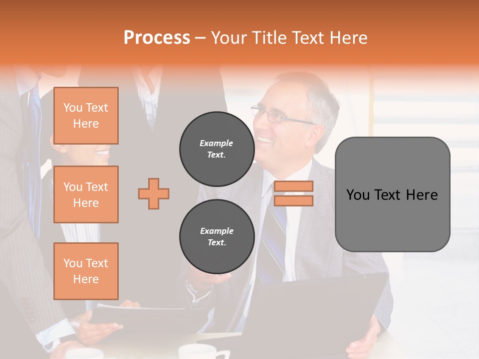 A Group Of Business People Standing Around A Laptop PowerPoint Template