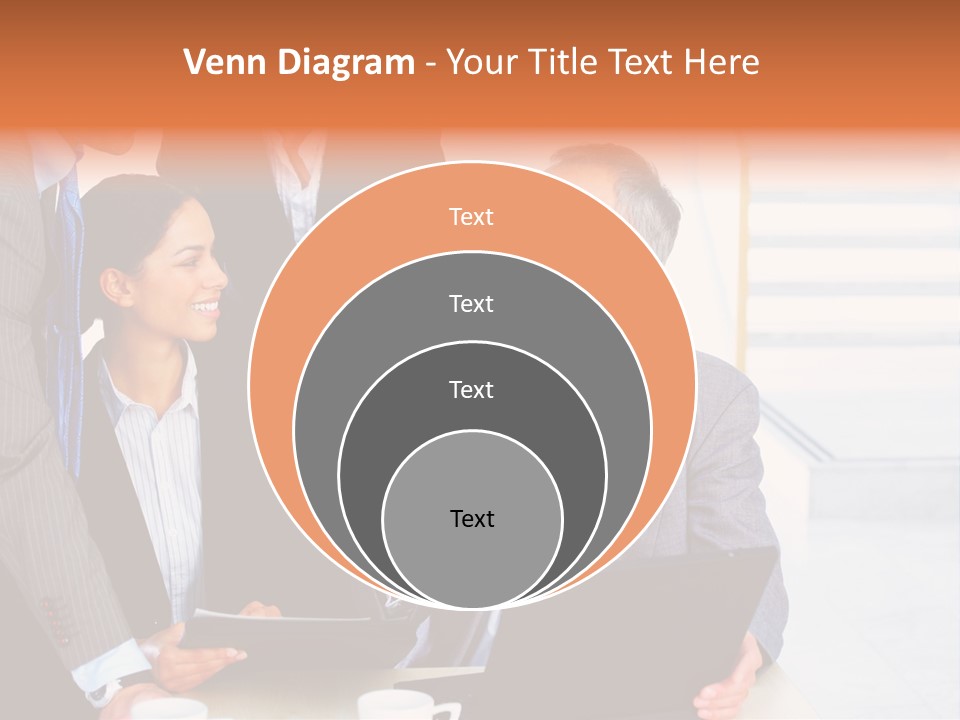 A Group Of Business People Standing Around A Laptop PowerPoint Template