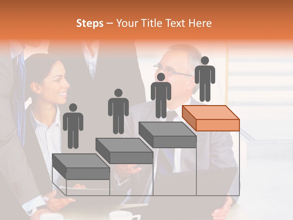 A Group Of Business People Standing Around A Laptop PowerPoint Template