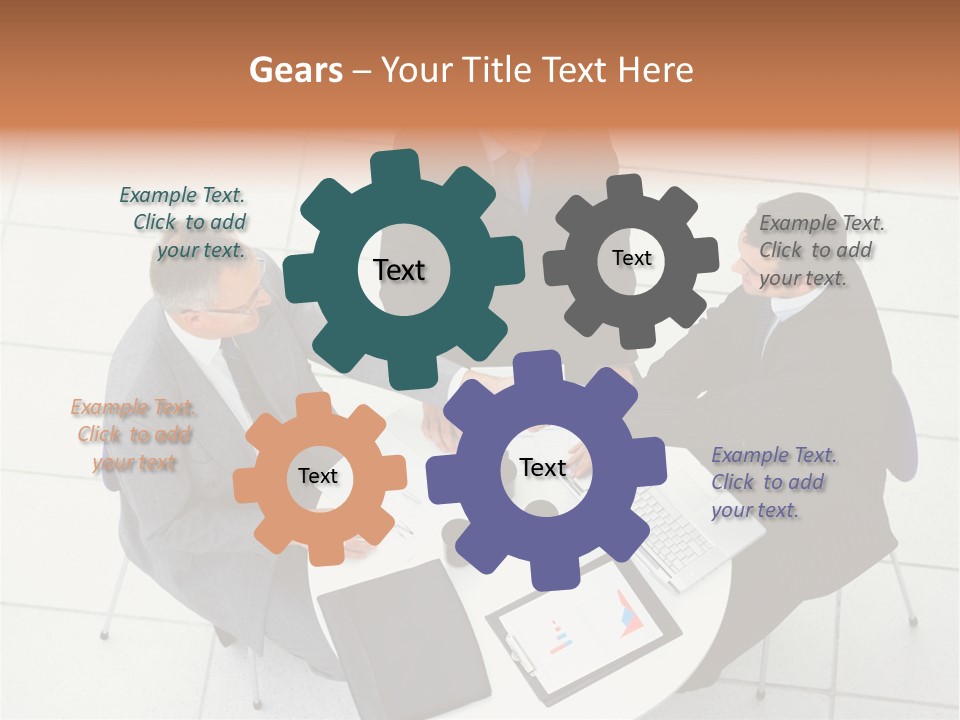 A Group Of Business People Shaking Hands Over A Table PowerPoint Template