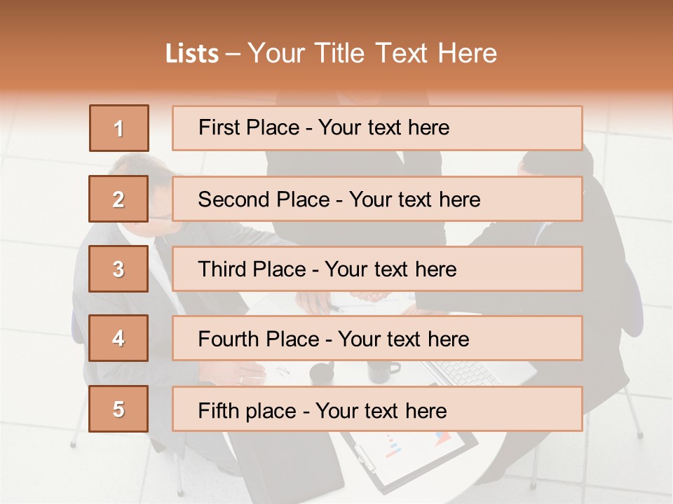 A Group Of Business People Shaking Hands Over A Table PowerPoint Template