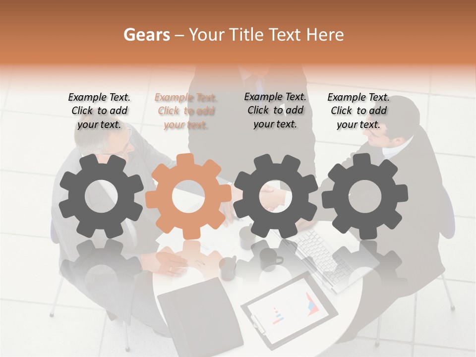 A Group Of Business People Shaking Hands Over A Table PowerPoint Template