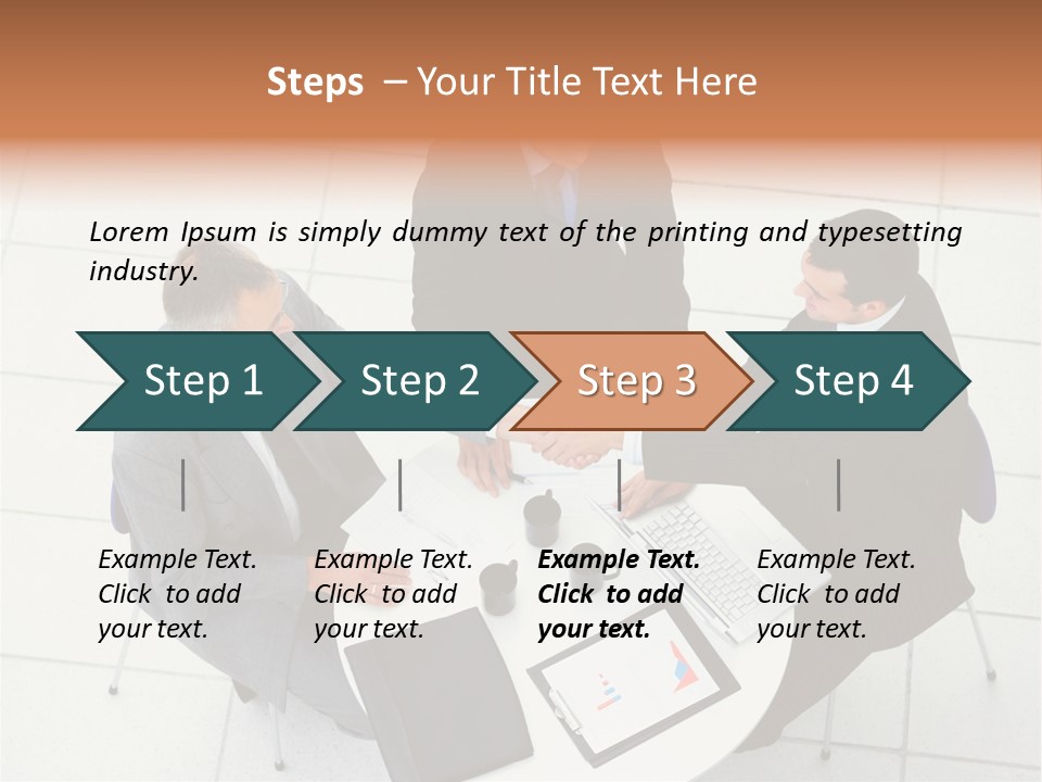 A Group Of Business People Shaking Hands Over A Table PowerPoint Template