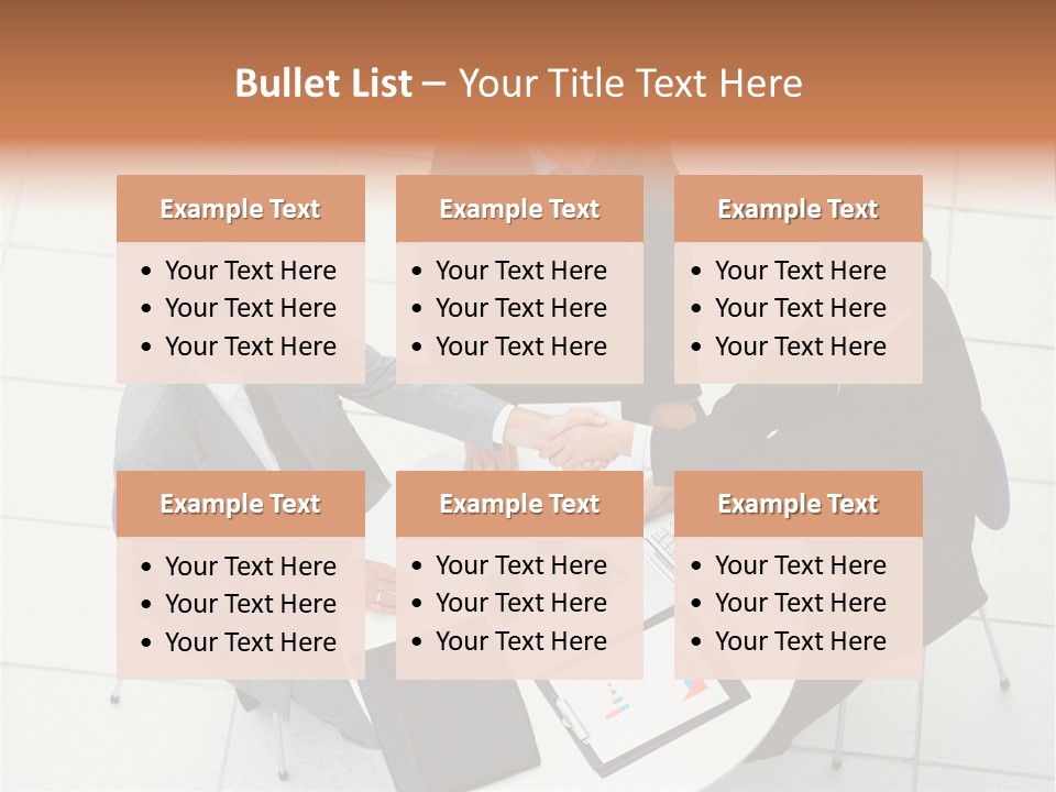 A Group Of Business People Shaking Hands Over A Table PowerPoint Template