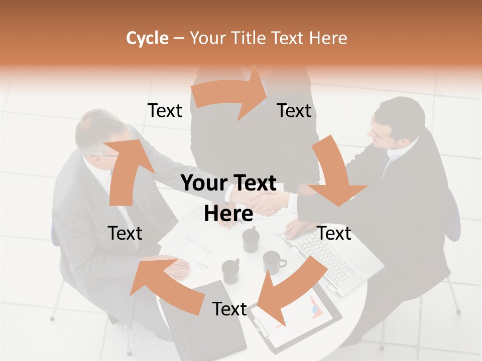 A Group Of Business People Shaking Hands Over A Table PowerPoint Template