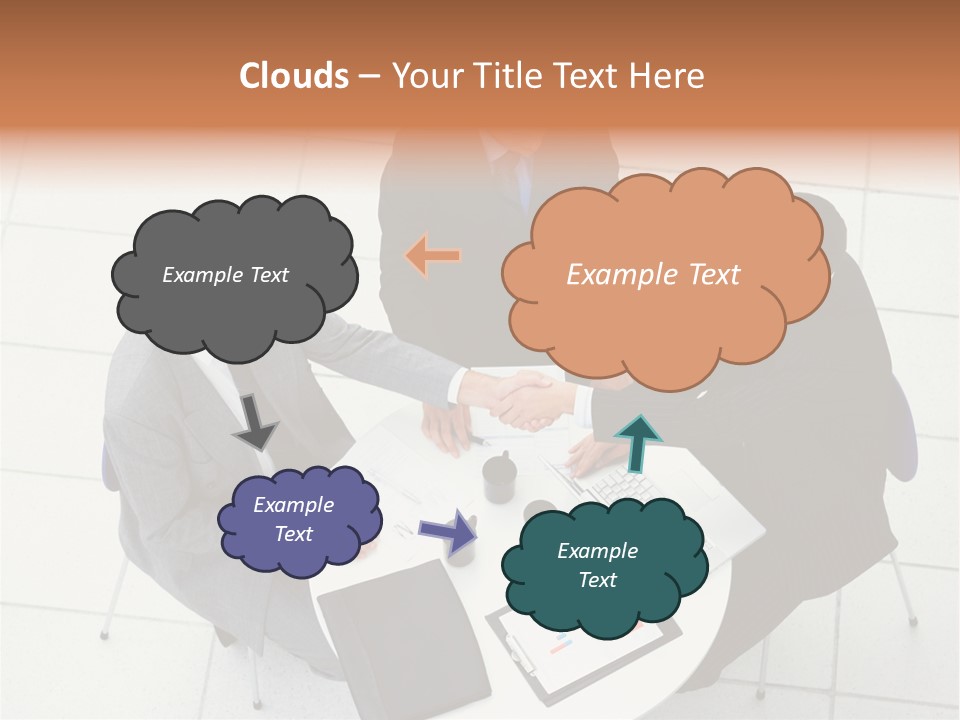 A Group Of Business People Shaking Hands Over A Table PowerPoint Template