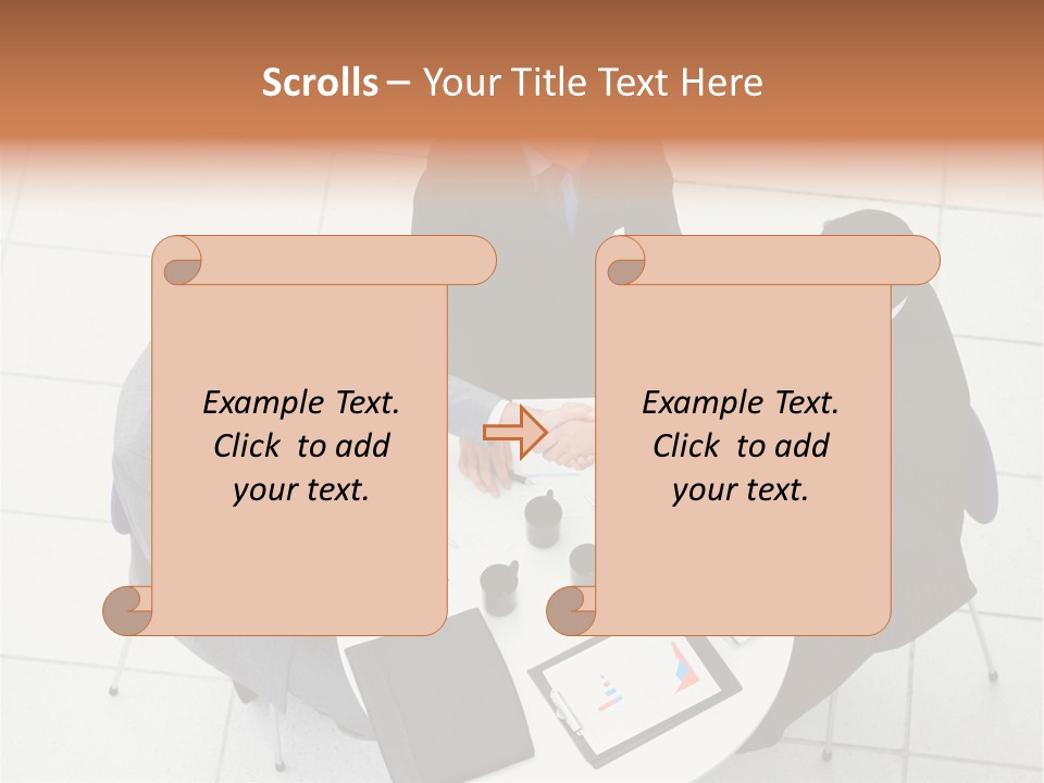 A Group Of Business People Shaking Hands Over A Table PowerPoint Template