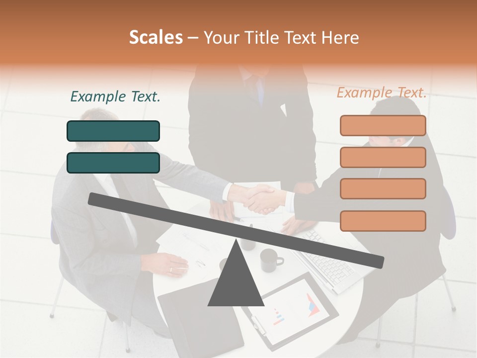 A Group Of Business People Shaking Hands Over A Table PowerPoint Template
