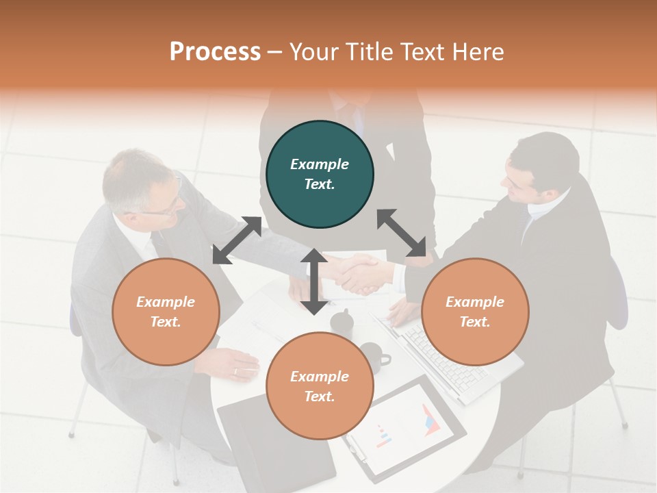 A Group Of Business People Shaking Hands Over A Table PowerPoint Template