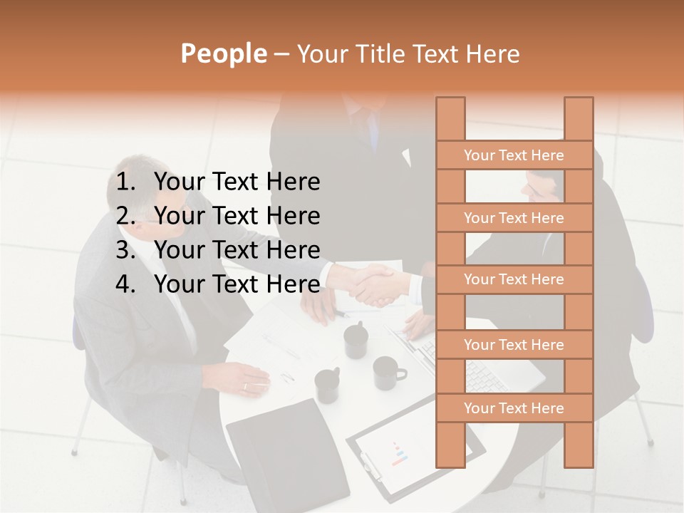 A Group Of Business People Shaking Hands Over A Table PowerPoint Template