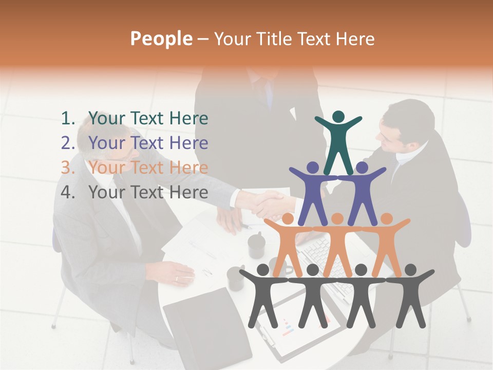 A Group Of Business People Shaking Hands Over A Table PowerPoint Template