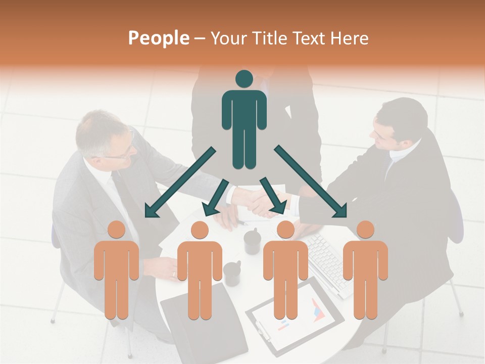 A Group Of Business People Shaking Hands Over A Table PowerPoint Template