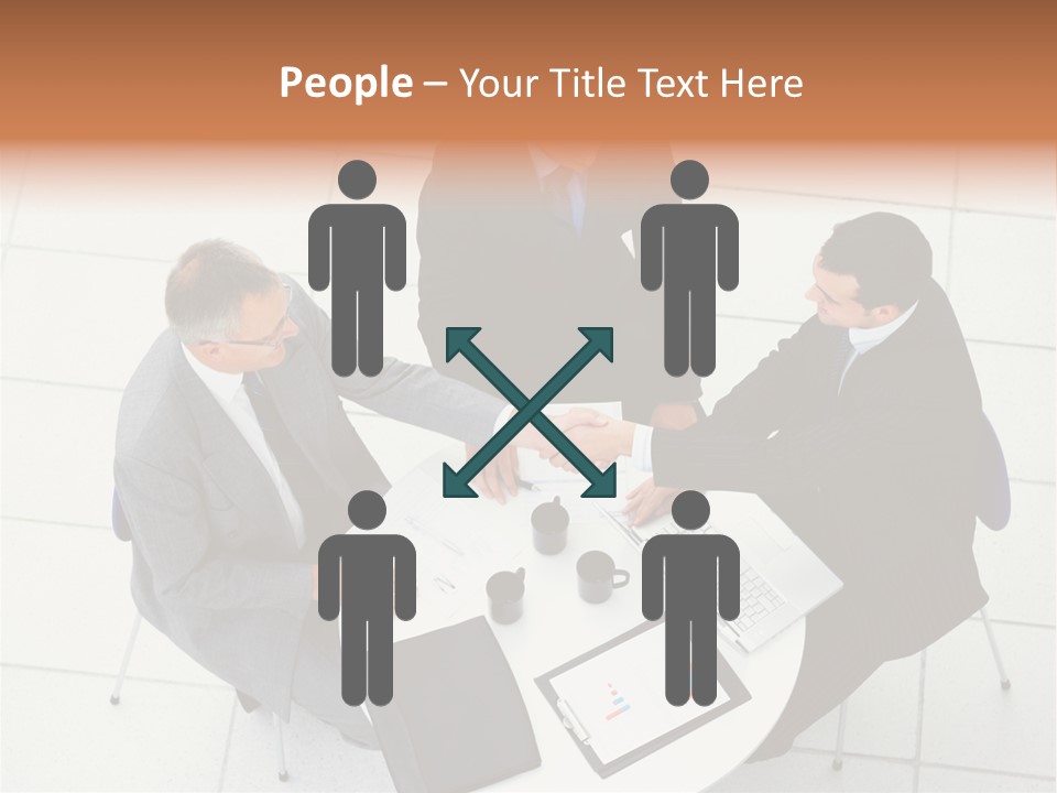 A Group Of Business People Shaking Hands Over A Table PowerPoint Template