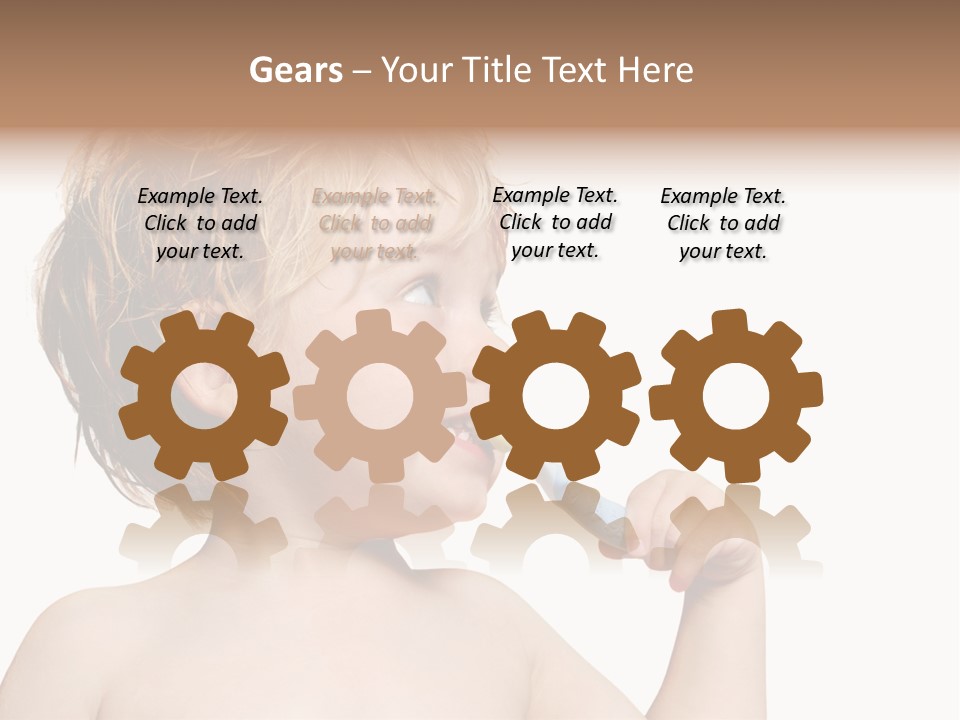 A Child Brushing His Teeth With A Toothbrush PowerPoint Template