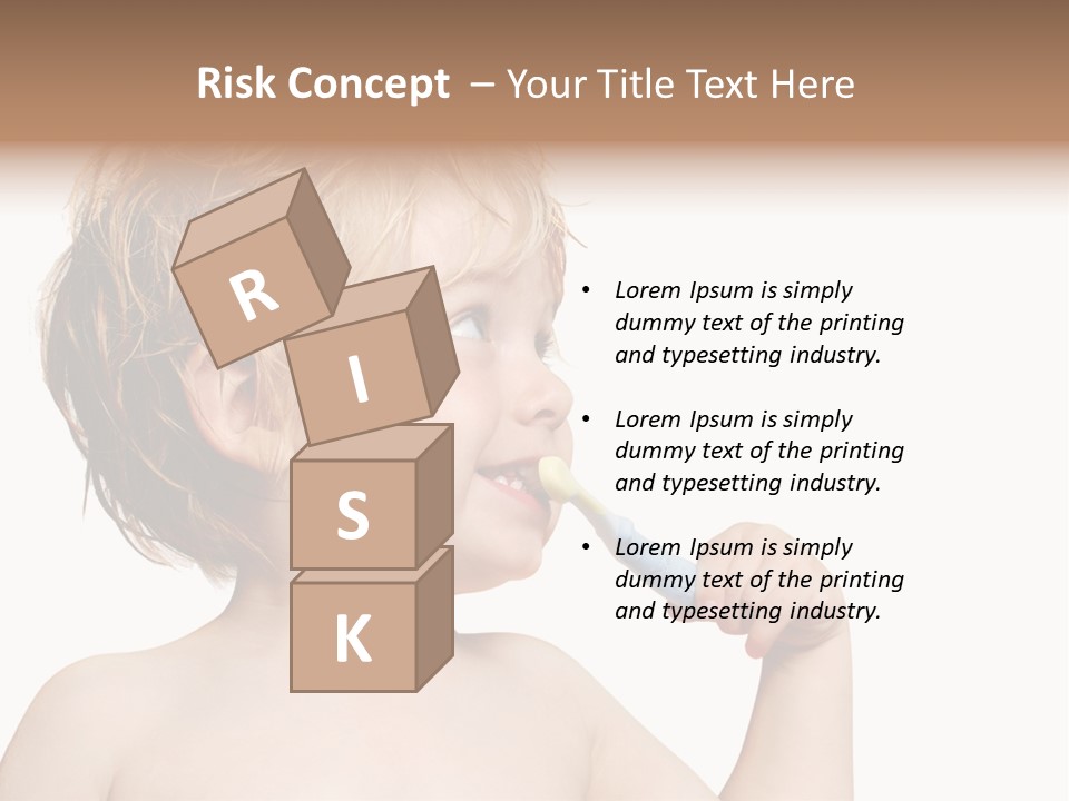 A Child Brushing His Teeth With A Toothbrush PowerPoint Template