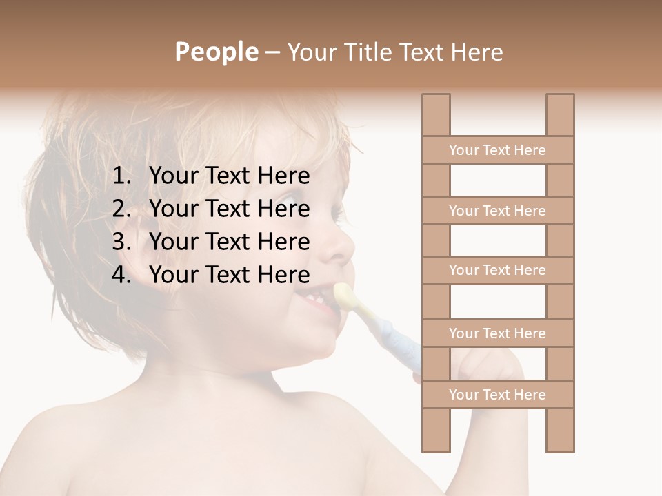 A Child Brushing His Teeth With A Toothbrush PowerPoint Template
