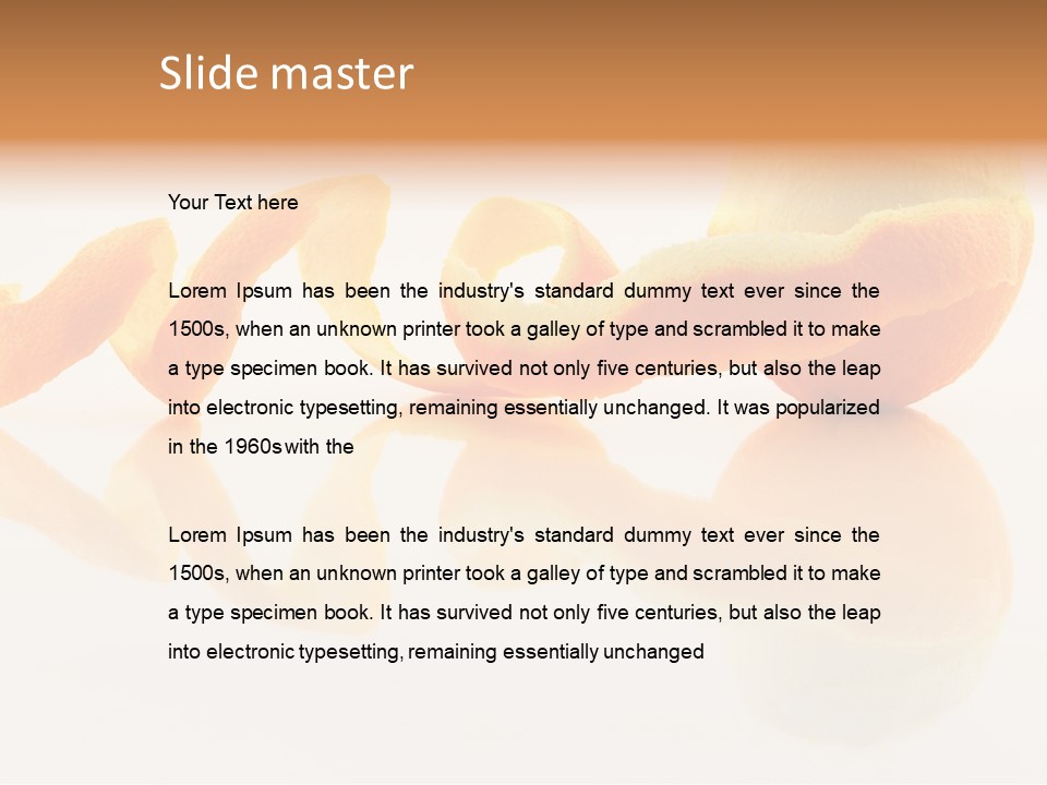 Orange With Peeled Skin Reflecting In Glass Surface. PowerPoint Template