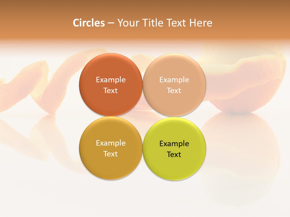 Orange With Peeled Skin Reflecting In Glass Surface. PowerPoint Template