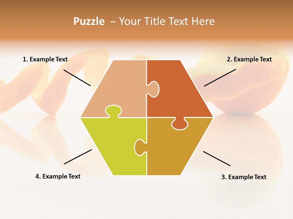 Orange With Peeled Skin Reflecting In Glass Surface. PowerPoint Template