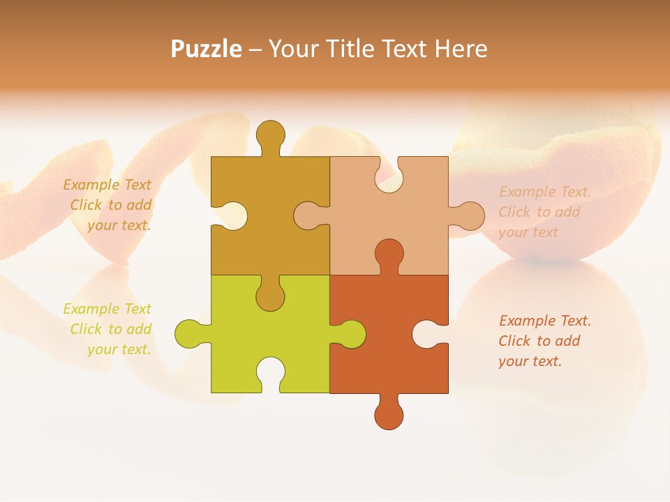 Orange With Peeled Skin Reflecting In Glass Surface. PowerPoint Template