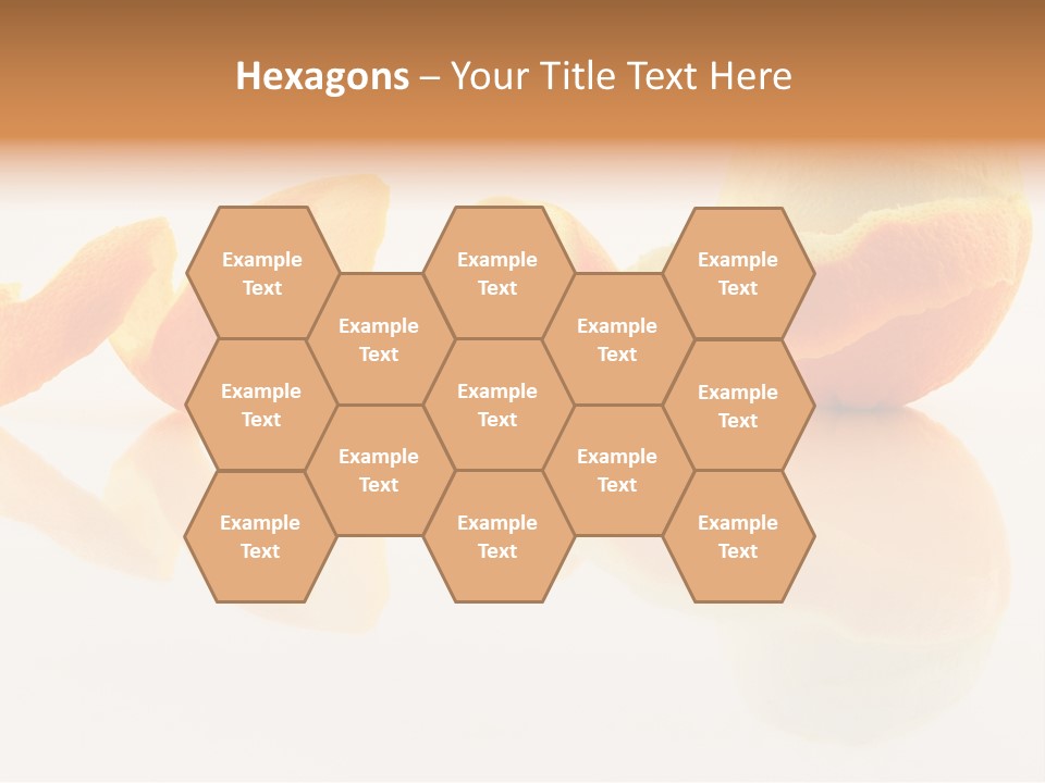 Orange With Peeled Skin Reflecting In Glass Surface. PowerPoint Template
