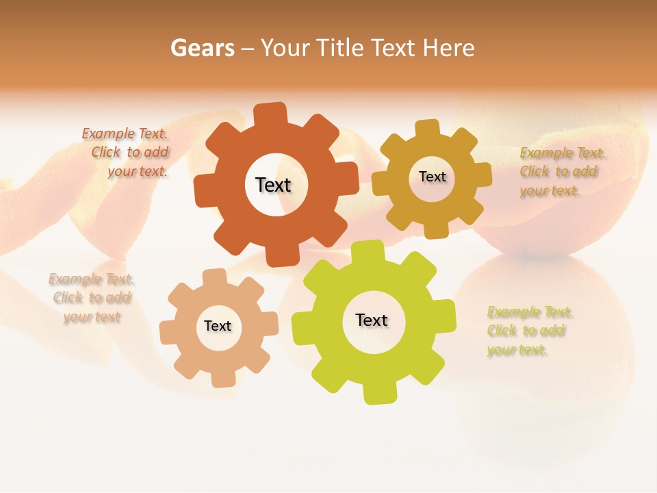 Orange With Peeled Skin Reflecting In Glass Surface. PowerPoint Template