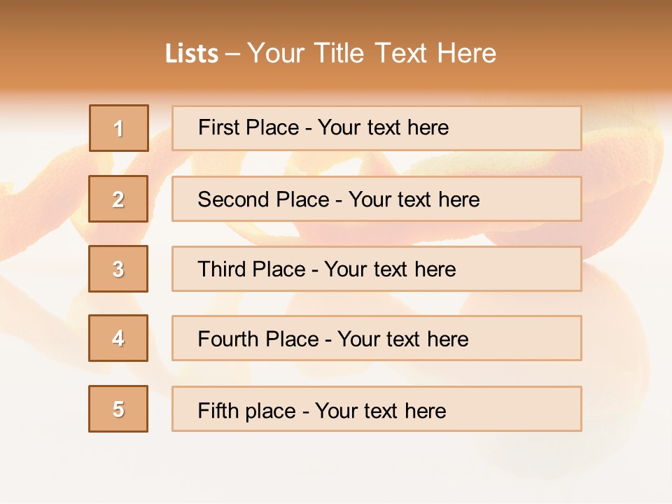 Orange With Peeled Skin Reflecting In Glass Surface. PowerPoint Template