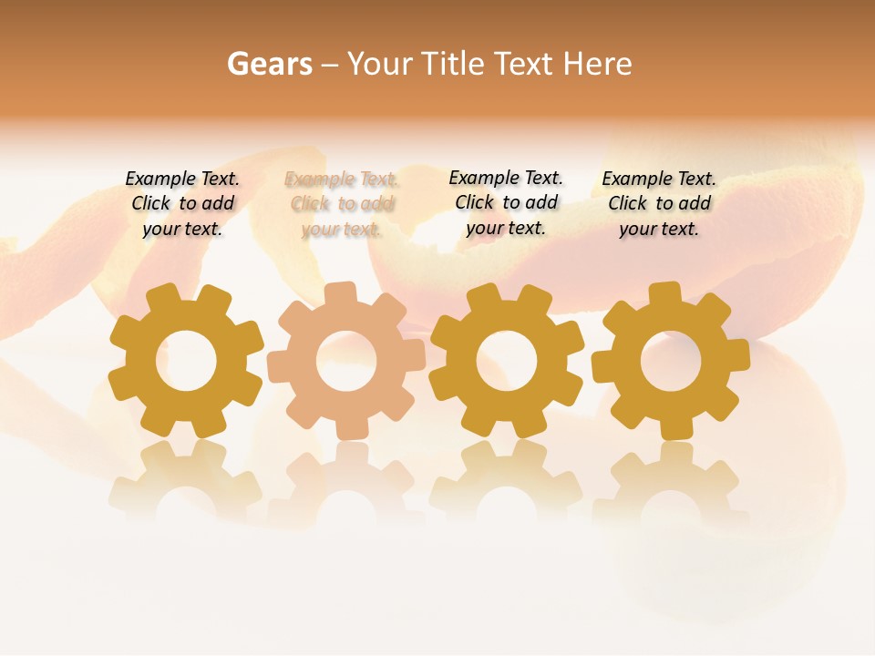 Orange With Peeled Skin Reflecting In Glass Surface. PowerPoint Template