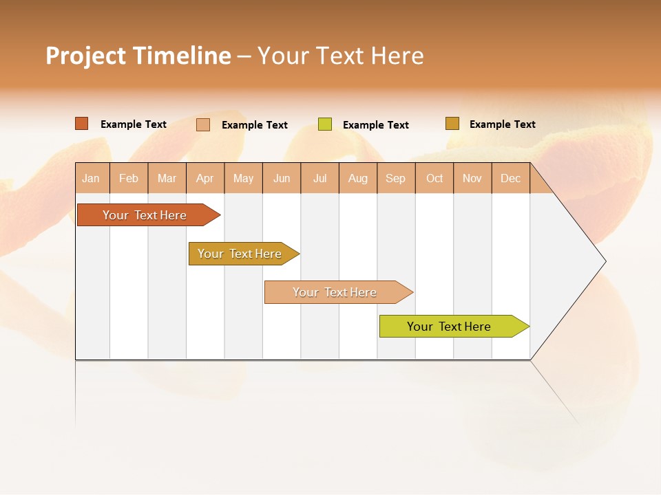 Orange With Peeled Skin Reflecting In Glass Surface. PowerPoint Template