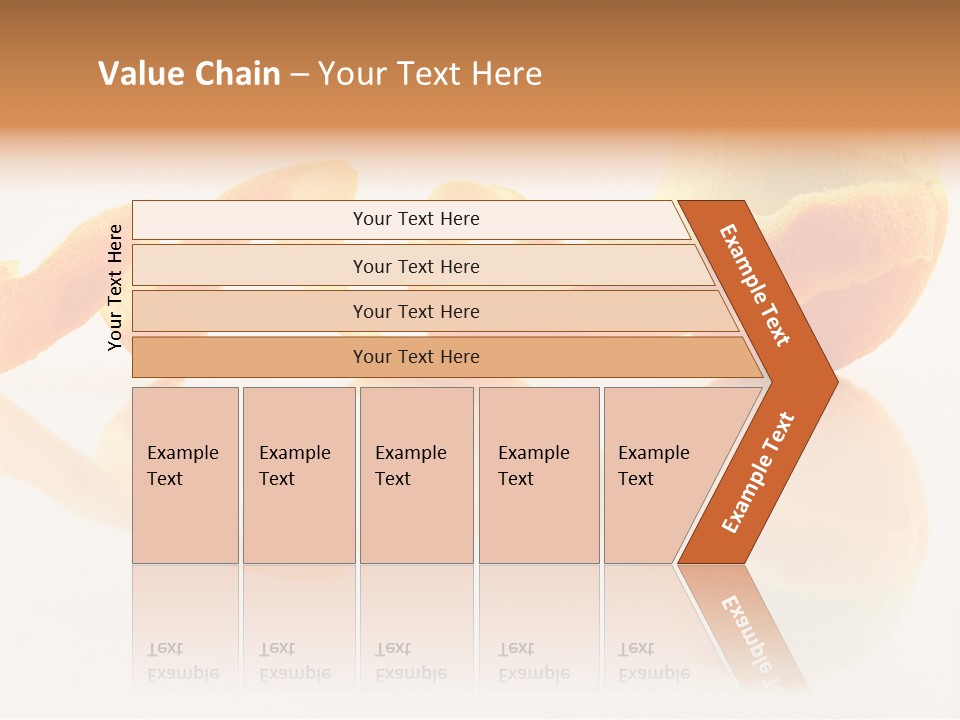 Orange With Peeled Skin Reflecting In Glass Surface. PowerPoint Template