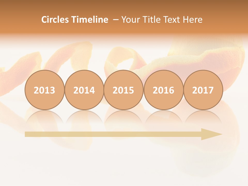 Orange With Peeled Skin Reflecting In Glass Surface. PowerPoint Template