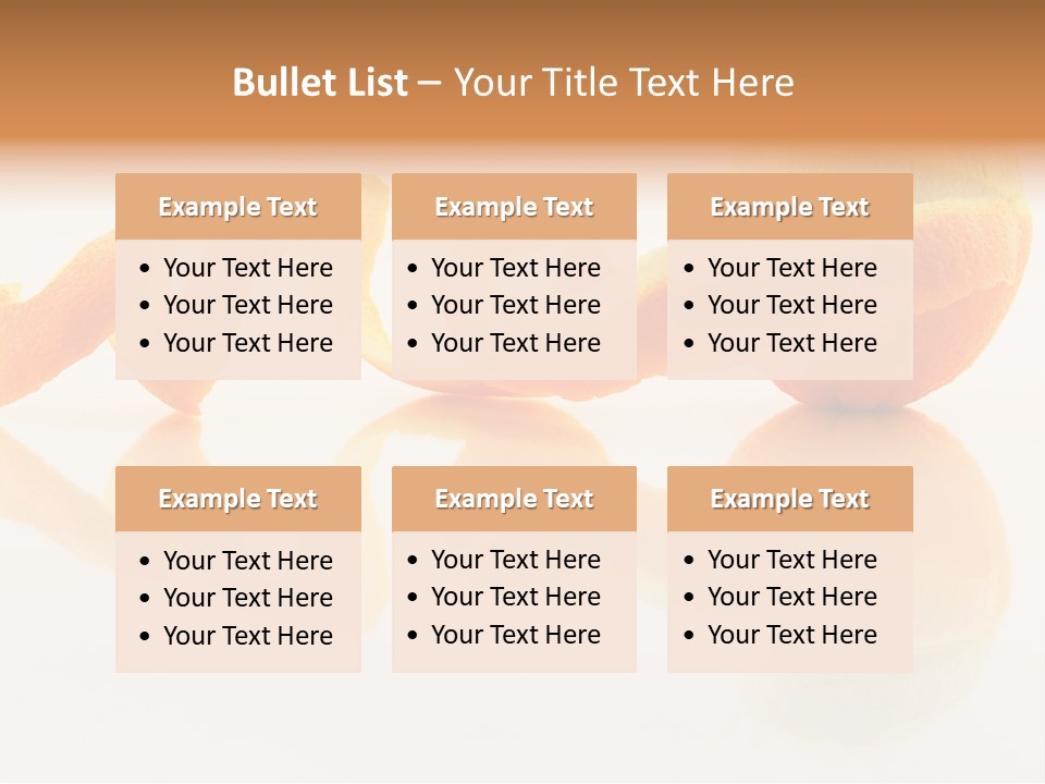 Orange With Peeled Skin Reflecting In Glass Surface. PowerPoint Template