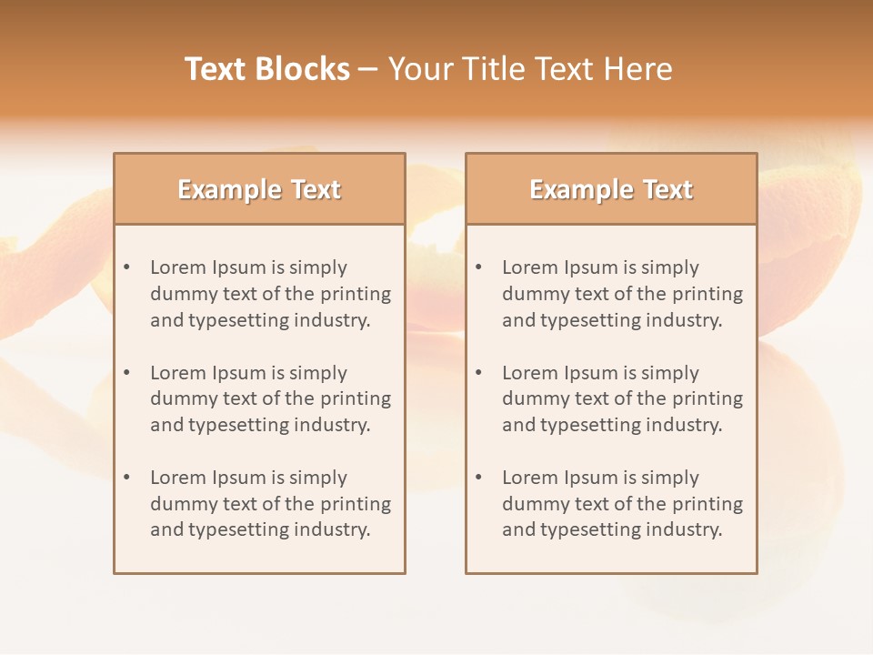 Orange With Peeled Skin Reflecting In Glass Surface. PowerPoint Template