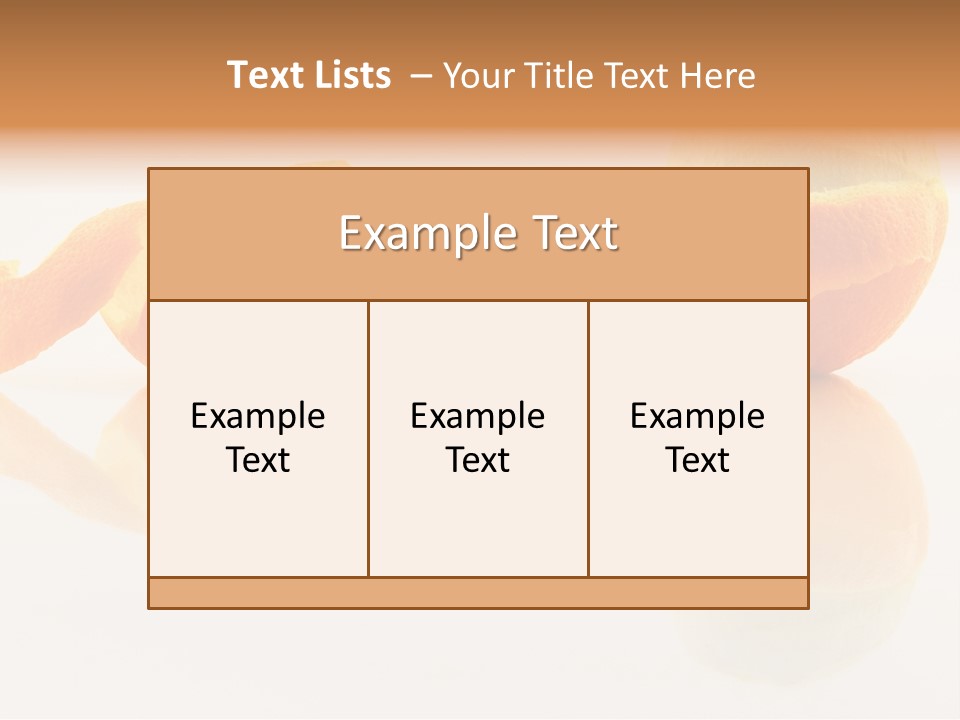 Orange With Peeled Skin Reflecting In Glass Surface. PowerPoint Template