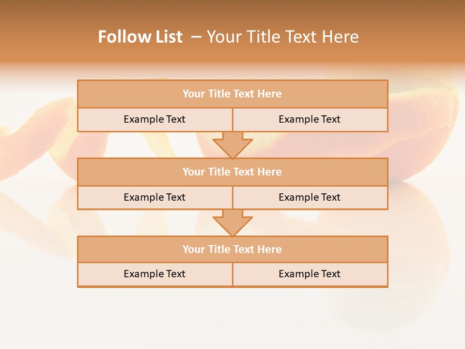 Orange With Peeled Skin Reflecting In Glass Surface. PowerPoint Template