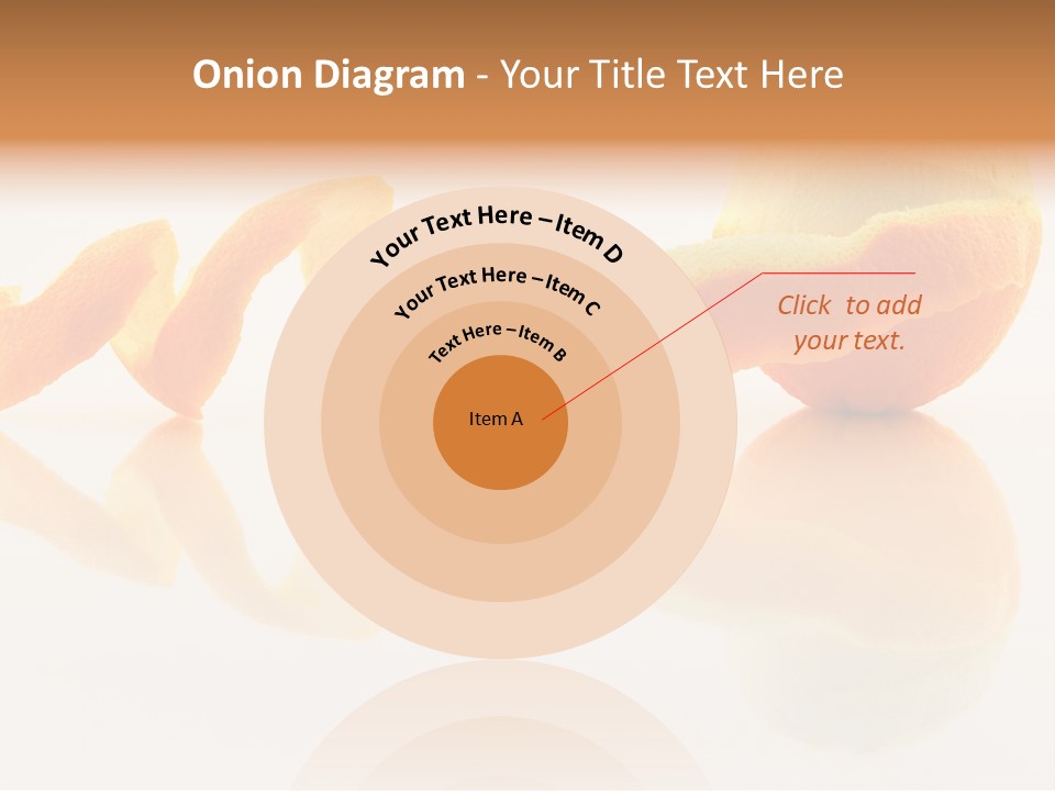 Orange With Peeled Skin Reflecting In Glass Surface. PowerPoint Template