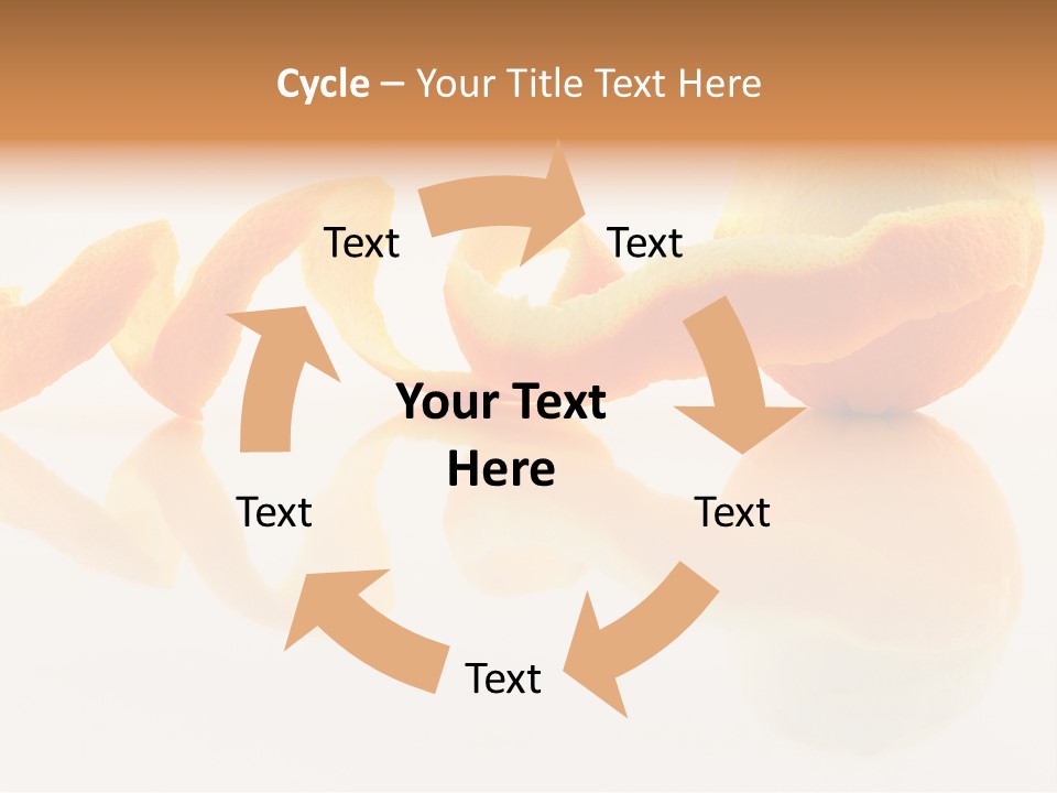 Orange With Peeled Skin Reflecting In Glass Surface. PowerPoint Template