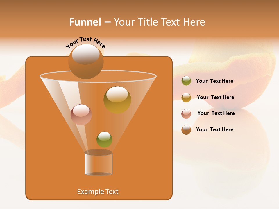 Orange With Peeled Skin Reflecting In Glass Surface. PowerPoint Template