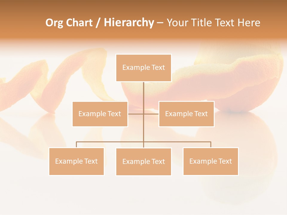 Orange With Peeled Skin Reflecting In Glass Surface. PowerPoint Template