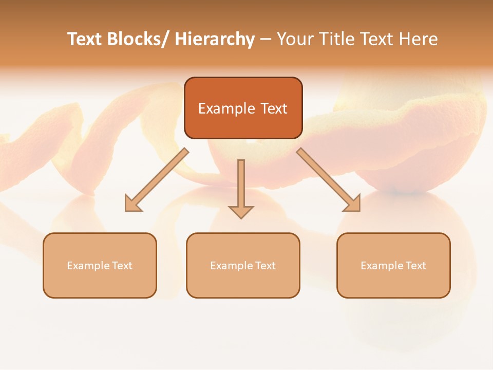 Orange With Peeled Skin Reflecting In Glass Surface. PowerPoint Template