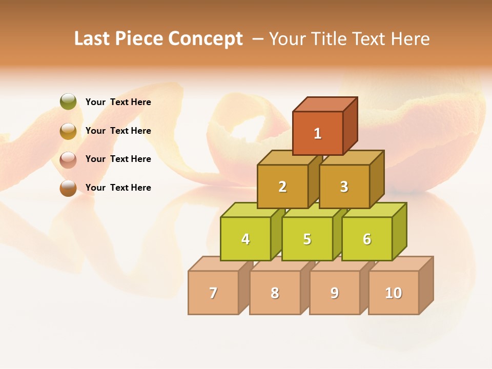 Orange With Peeled Skin Reflecting In Glass Surface. PowerPoint Template