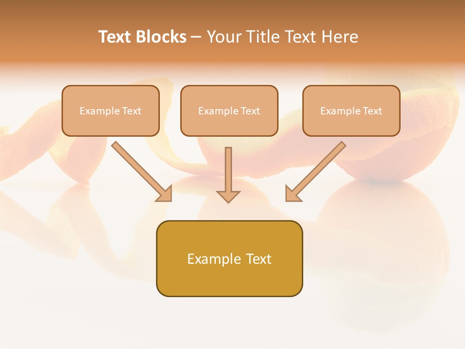 Orange With Peeled Skin Reflecting In Glass Surface. PowerPoint Template
