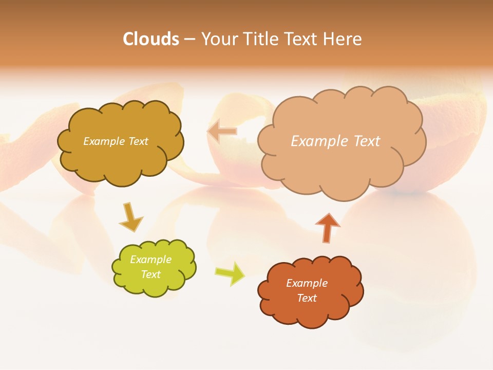 Orange With Peeled Skin Reflecting In Glass Surface. PowerPoint Template
